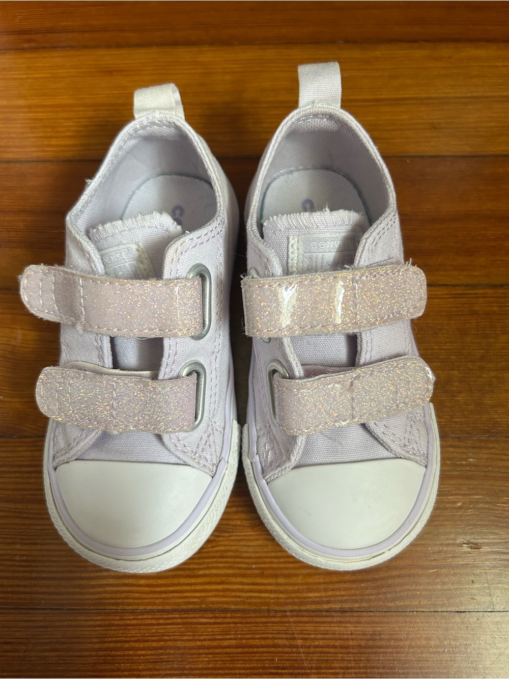 Converse Girl’s Light Lavender Glitter Velcro Sneakers - Toddler Size 7